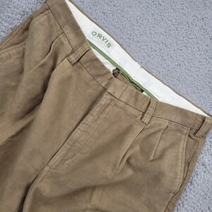 Orvis Cotton Pleated Pants‎ Mens Size 38 Khaki Beige Dress Casual Trousers